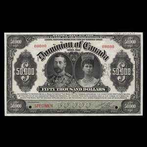 Canada, Dominion of Canada, 50,000 dollars : January 2, 1918