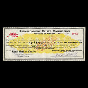 Canada, Alberta - Unemployment Relief Commission, 1 dollar, 20 cents : March 16, 1933
