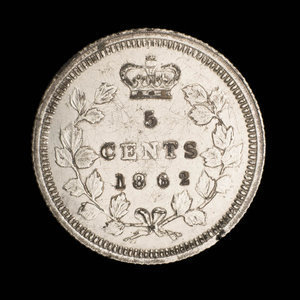 Canada, Victoria, 5 cents : 1862
