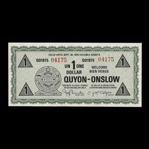Canada, Town of Quyon-Onslow, 1 dollar : September 30, 1975