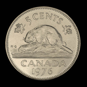 Canada, Elizabeth II, 5 cents : 1976