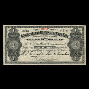 Canada, Newfoundland - Department of Public Works, 1 dollar : 1907