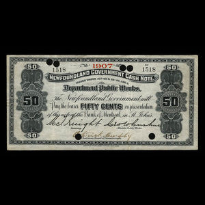 Canada, Newfoundland - Department of Public Works, 50 cents : 1907
