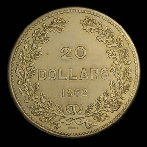 Canada, Government of British Columbia, 20 dollars : 1862