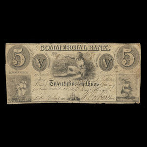 Canada, Commercial Bank (Brockville), 5 dollars : November 3, 1836