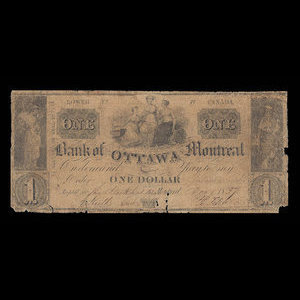 Canada, Bank of Ottawa, 1 dollar : November 1, 1837