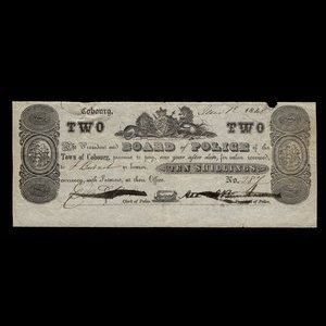 Canada, Cobourg Board of Police, 2 dollars : June 12, 1848