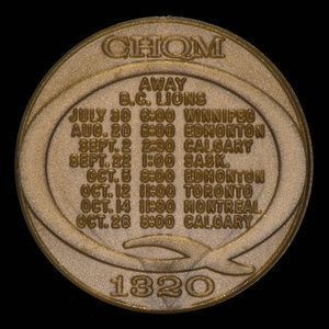 Canada, CHQM 1320 Vancouver, no denomination :