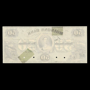 Canada, Molsons Bank, 50 dollars : October 1, 1855