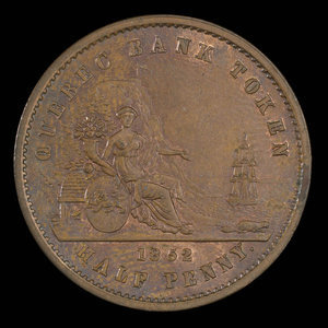 Canada, Quebec Bank, 1/2 penny : 1852