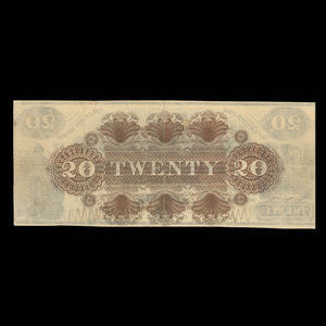 Canada, Molsons Bank, 20 dollars : October 1, 1853