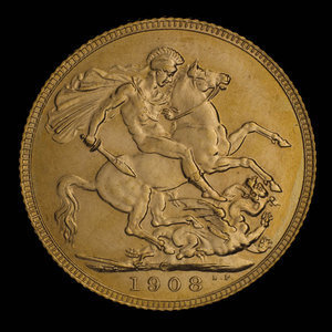 Canada, Edward VII, 1 sovereign : 1908