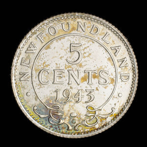 Canada, George VI, 5 cents : 1943