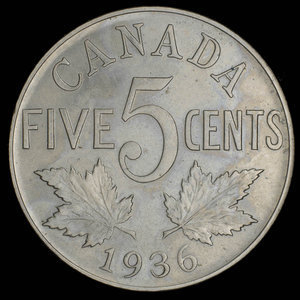 Canada, George V, 5 cents : 1936