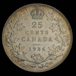 Canada, George V, 25 cents : 1936