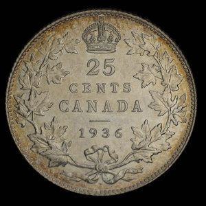 Canada, George V, 25 cents : 1936