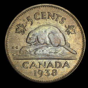 Canada, George VI, 5 cents : 1938