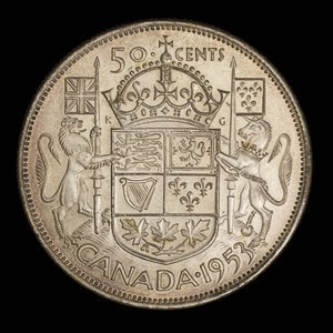 Canada, Elizabeth II, 50 cents : 1953