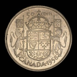 Canada, Elizabeth II, 50 cents : 1958