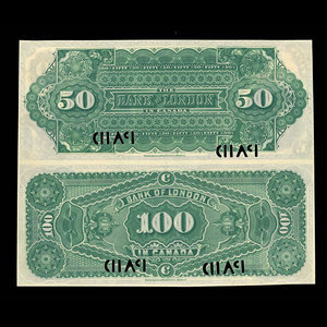 Canada, Bank of London in Canada, 50 dollars : December 1, 1883
