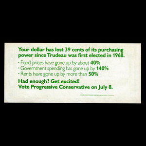 Canada, Progressive Conservative Party of Canada, 61 cents : 1974