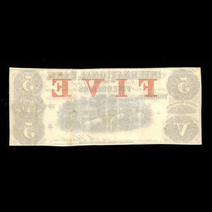 Canada, International Bank of Canada, 5 dollars : September 15, 1858