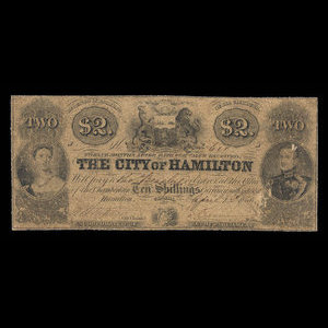 Canada, City of Hamilton, 2 dollars : April 1, 1856
