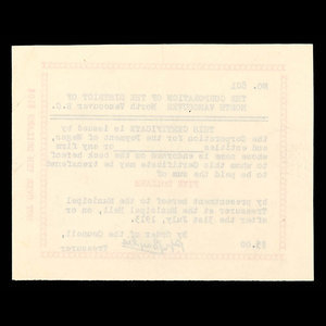 Canada, Corporation of the District of North Vancouver, 5 dollars : July 31, 1913