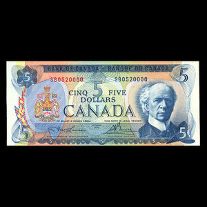 Canada, Bank of Canada, 5 dollars : 1972