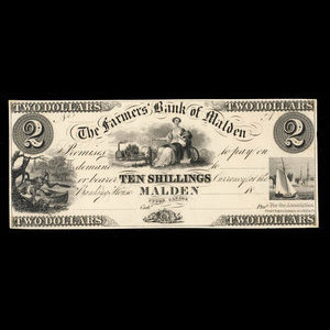 Canada, Farmers' Bank of Malden, 2 dollars : 1840