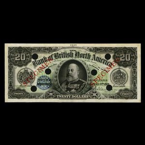 Canada, Bank of British North America, 20 dollars : July 3, 1911