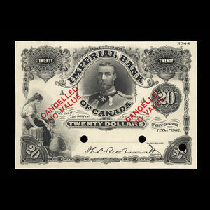 Canada, Imperial Bank of Canada, 20 dollars : October 1, 1902