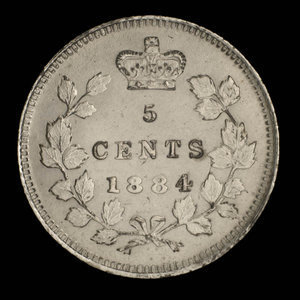 Canada, Victoria, 5 cents : 1884