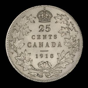 Canada, George V, 25 cents : 1918