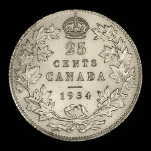 Canada, George V, 25 cents : 1934