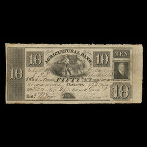 Canada, Agricultural Bank (Toronto), 10 dollars : September 1, 1834