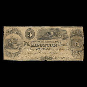 Canada, Kingston Bank, 5 dollars : October 12, 1840