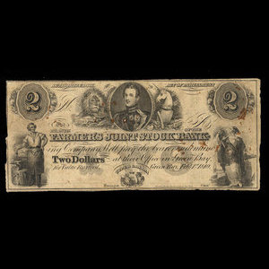 Canada, Farmer's Joint Stock Banking Co., 2 dollars : February 1, 1849