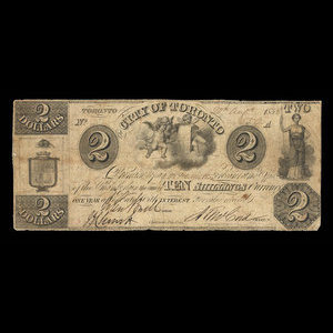 Canada, City of Toronto (Ontario), 2 dollars : August 20, 1838