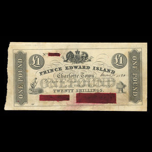 Canada, Government of Prince Edward Island, 1 pound : March 9, 1870