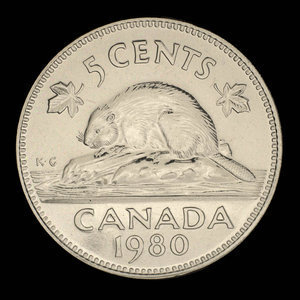 Canada, Elizabeth II, 5 cents : 1980