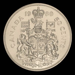 Canada, Elizabeth II, 50 cents : 1980