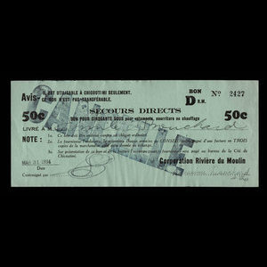 Canada, Corporation of Rivière-du-Moulin, 50 cents : March 31, 1934