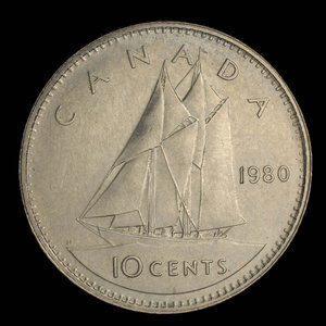 Canada, Elizabeth II, 10 cents : 1980