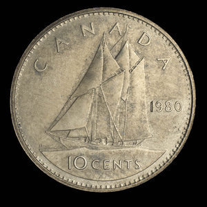 Canada, Elizabeth II, 10 cents : 1980