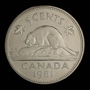 Canada, Elizabeth II, 5 cents : 1981