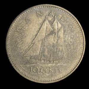 Canada, Elizabeth II, 10 cents : 1981