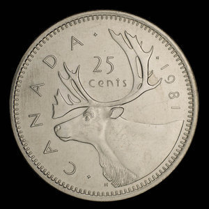 Canada, Elizabeth II, 25 cents : 1981