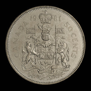 Canada, Elizabeth II, 50 cents : 1981