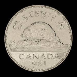 Canada, Elizabeth II, 5 cents : 1981